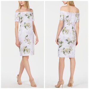 Calvin Klein Purple Off-the-Shoulder Sheath Dress